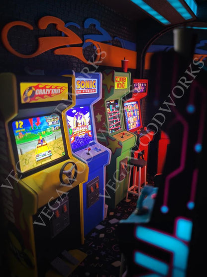 90's themed arcade book nook with LED lights
