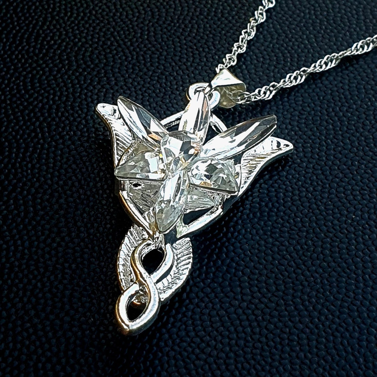 Arwen Evenstar necklace with silver pendant and cubic zirconia crystals