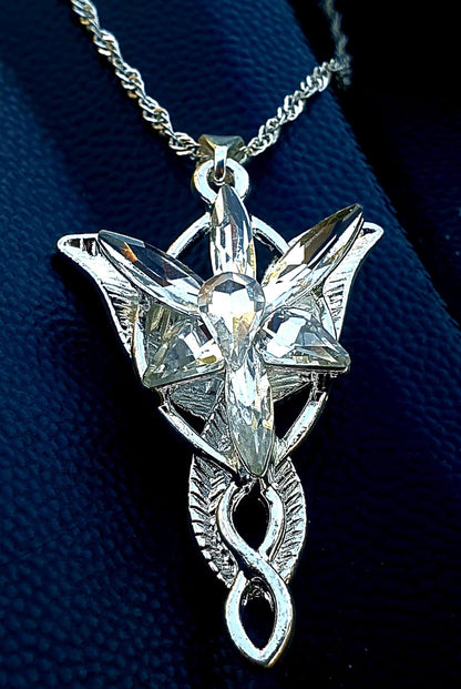 Arwen Evenstar necklace with silver pendant and cubic zirconia crystals
