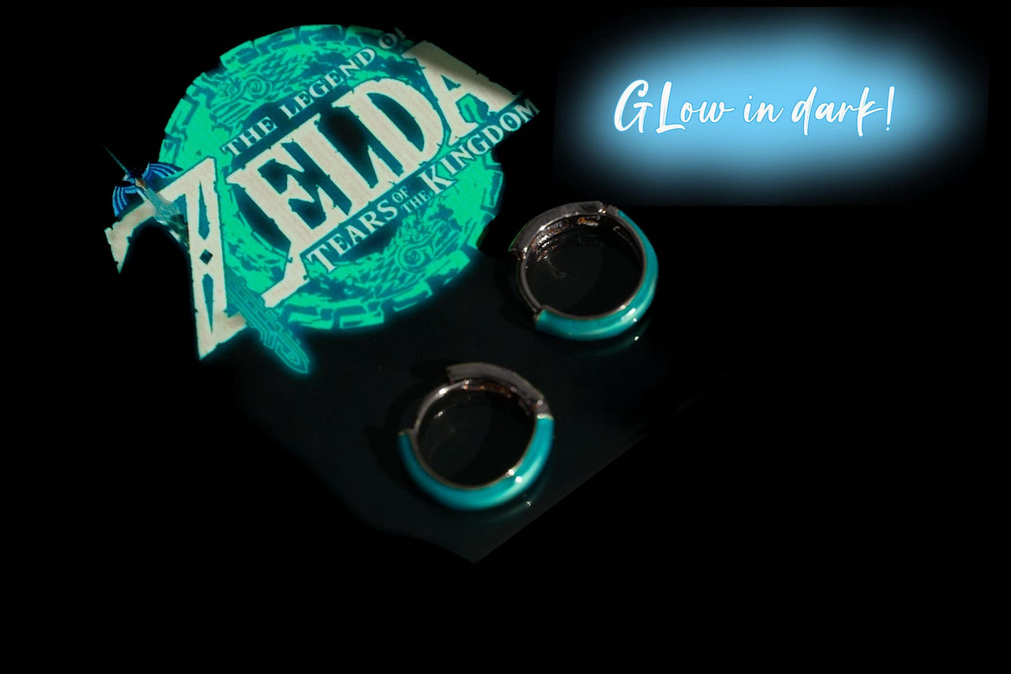 Glow in the dark Link inspired hoop earrings for Zelda cosplay