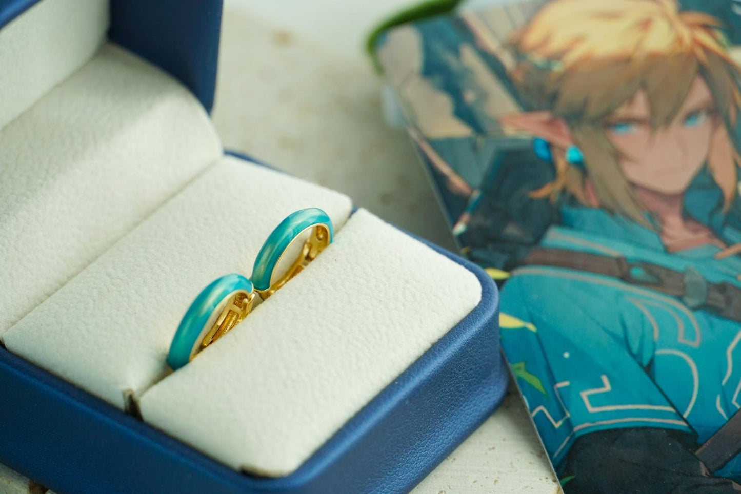 Glow in the dark Link inspired hoop earrings for Zelda cosplay