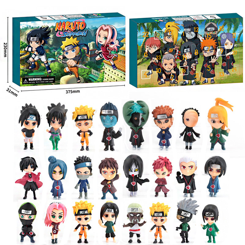 Naruto advent calendar with 24 mini anime action figures and ornaments