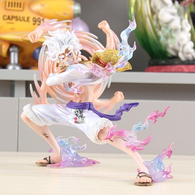 One Piece Nika Luffy action figure swinging a fist anime collectible model