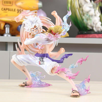 One Piece Nika Luffy action figure swinging a fist anime collectible model