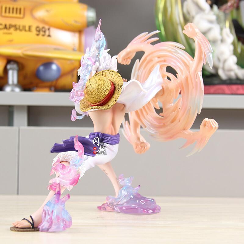 One Piece Nika Luffy action figure swinging a fist anime collectible model