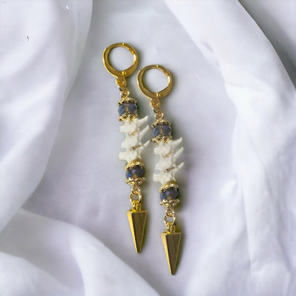 Victorian-inspired rattlesnake vertebrae earrings