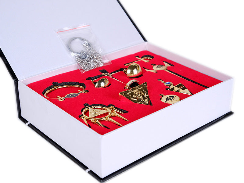 Yu Gi Oh Millennium Treasures Necklace 8pcs Gold Pendant Cosplay Set