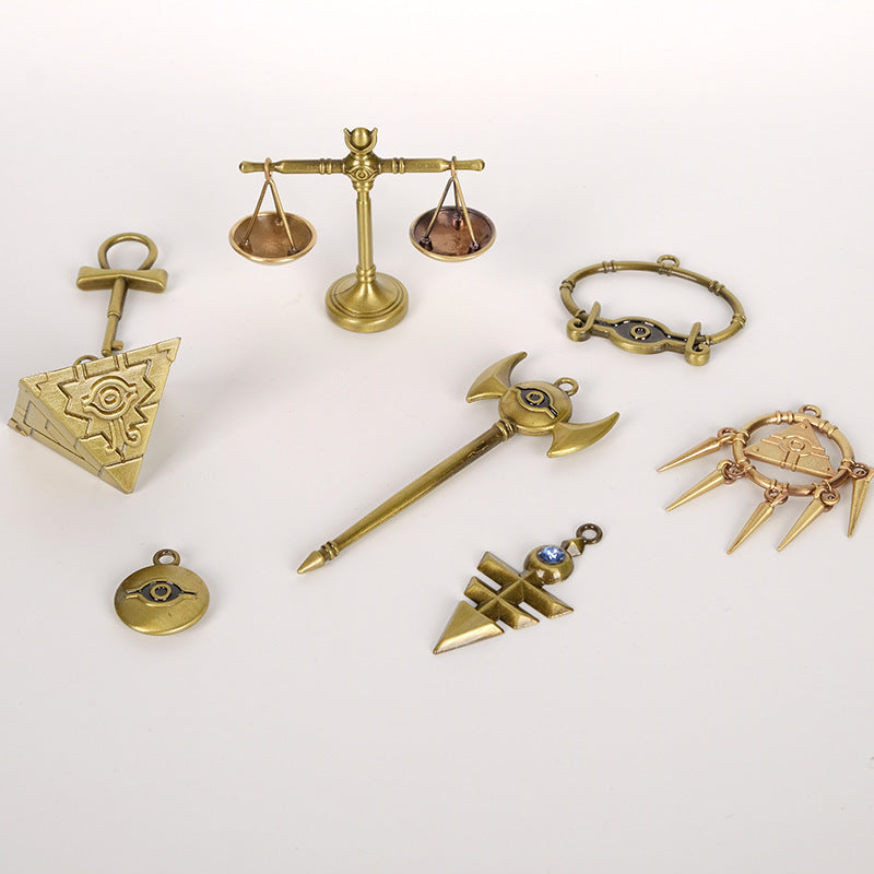 Yu Gi Oh Millennium Treasures Necklace 8pcs Gold Pendant Cosplay Set