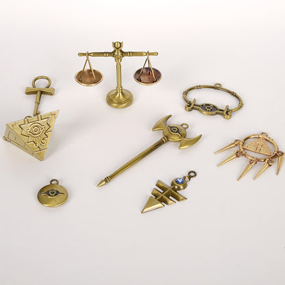 Yu Gi Oh Millennium Treasures Necklace 8pcs Gold Pendant Cosplay Set