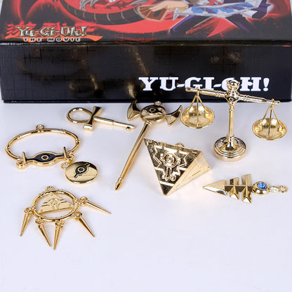 Yu Gi Oh Millennium Treasures Necklace 8pcs Gold Pendant Cosplay Set